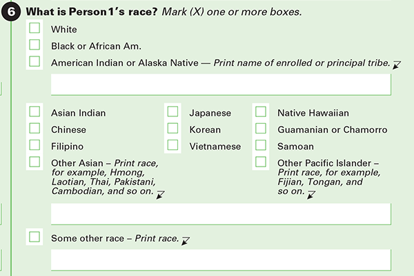 Question Asking About One’s Race in the 2020 U.S. Census. (Figure reprinted from the American Community Survey (2020): https://censusreporter.org/topics/race-hispanic/ [archived at https://perma.cc/LRW6-4JAJ])